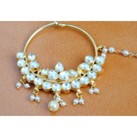 Bridal Round Polki Diamond Nath Nose Ring